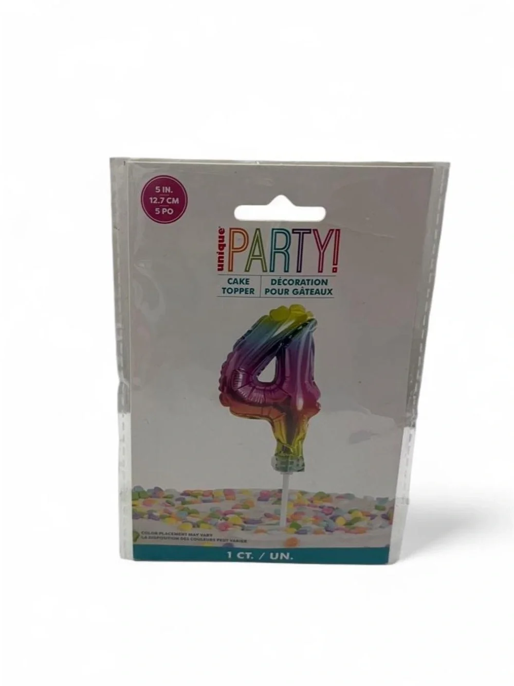 Rainbow Number 4 Balloon Cake Topper Brand New